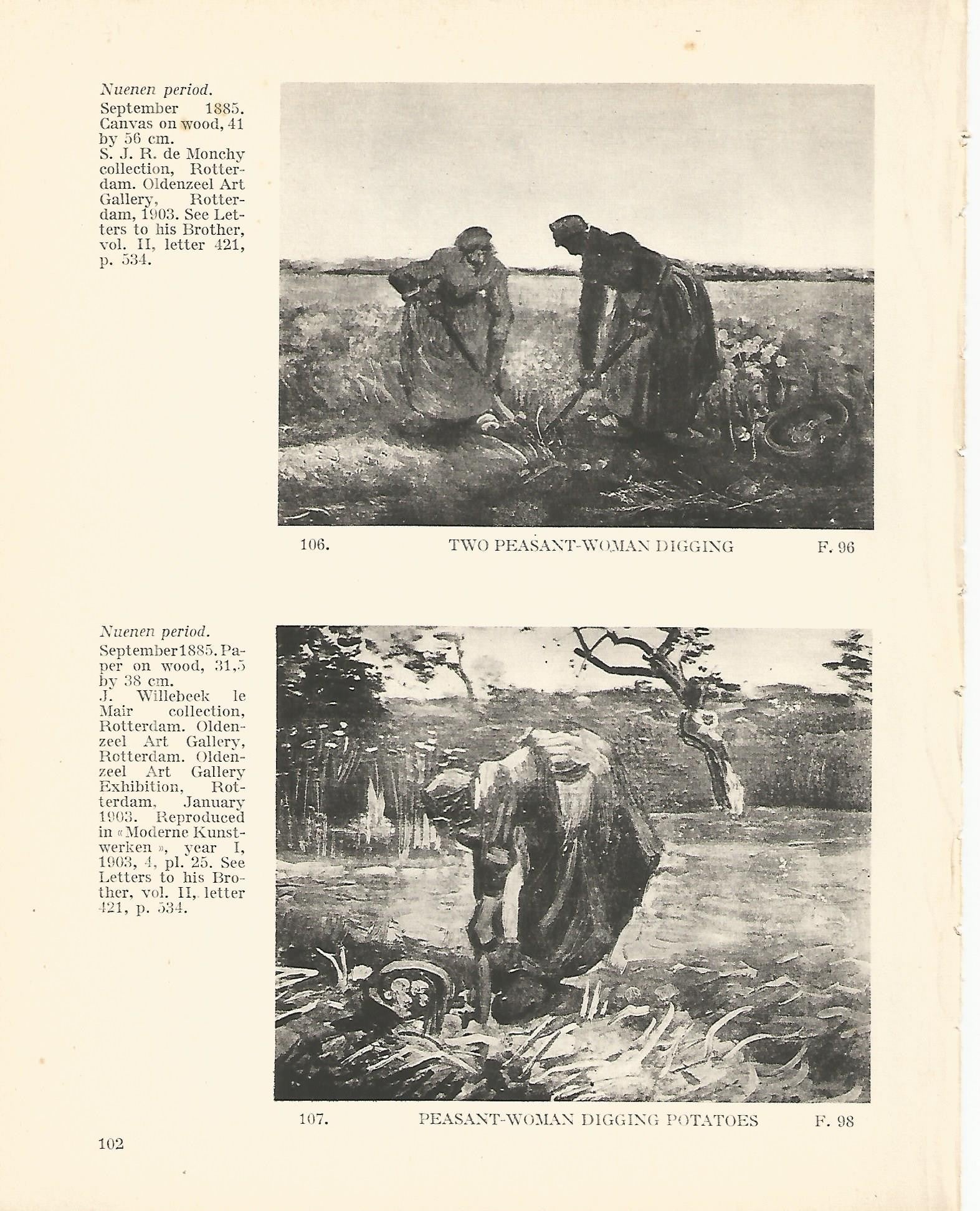 LAMINA 1237: VAN GOGH. Two Peasant-Woman Digging. Peasant-Woman Digging Potatoes