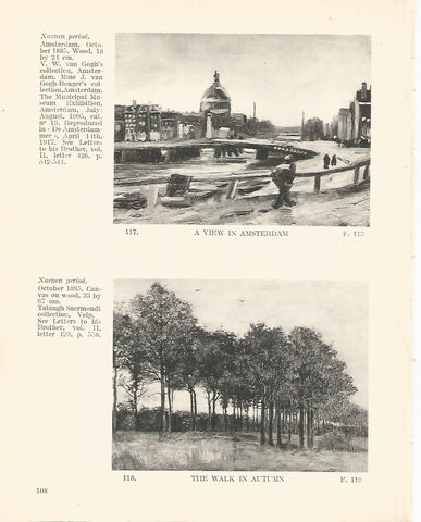 LAMINA 1240: VAN GOGH. A View in Amsterdam. The Walk in Autumn