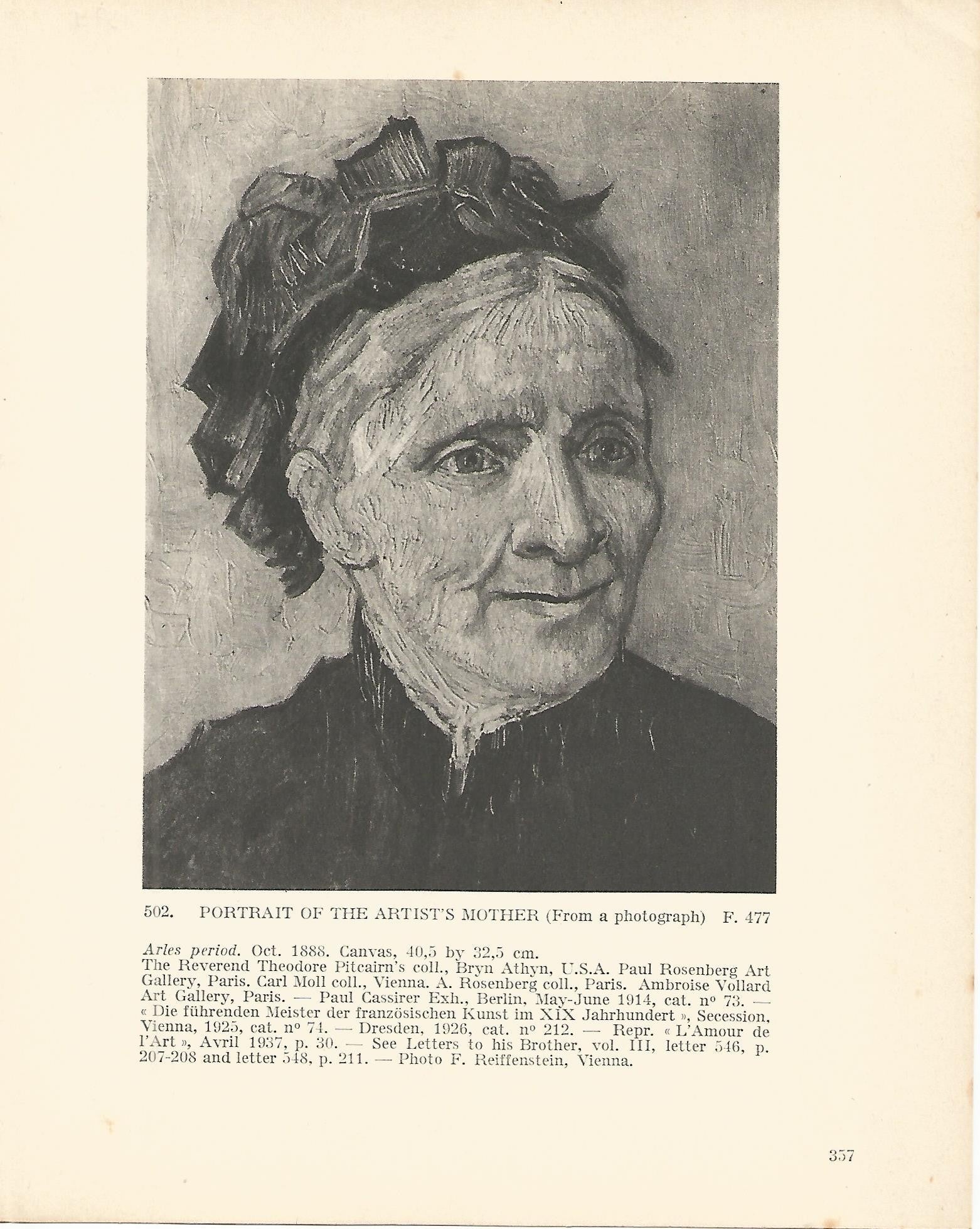 LAMINA 1374: VAN GOGH. Portrait of the Artists Mother