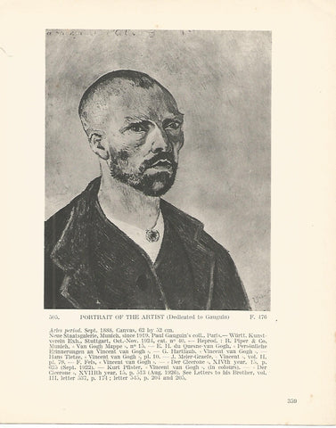 LAMINA 1375: VAN GOGH. Portratit of the Artist (dedicated to Gaughin)