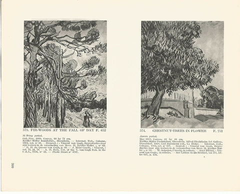 LAMINA 1397: VAN GOGH.  Fir-woods at the Fall of Day. Chestnut-trees in flower