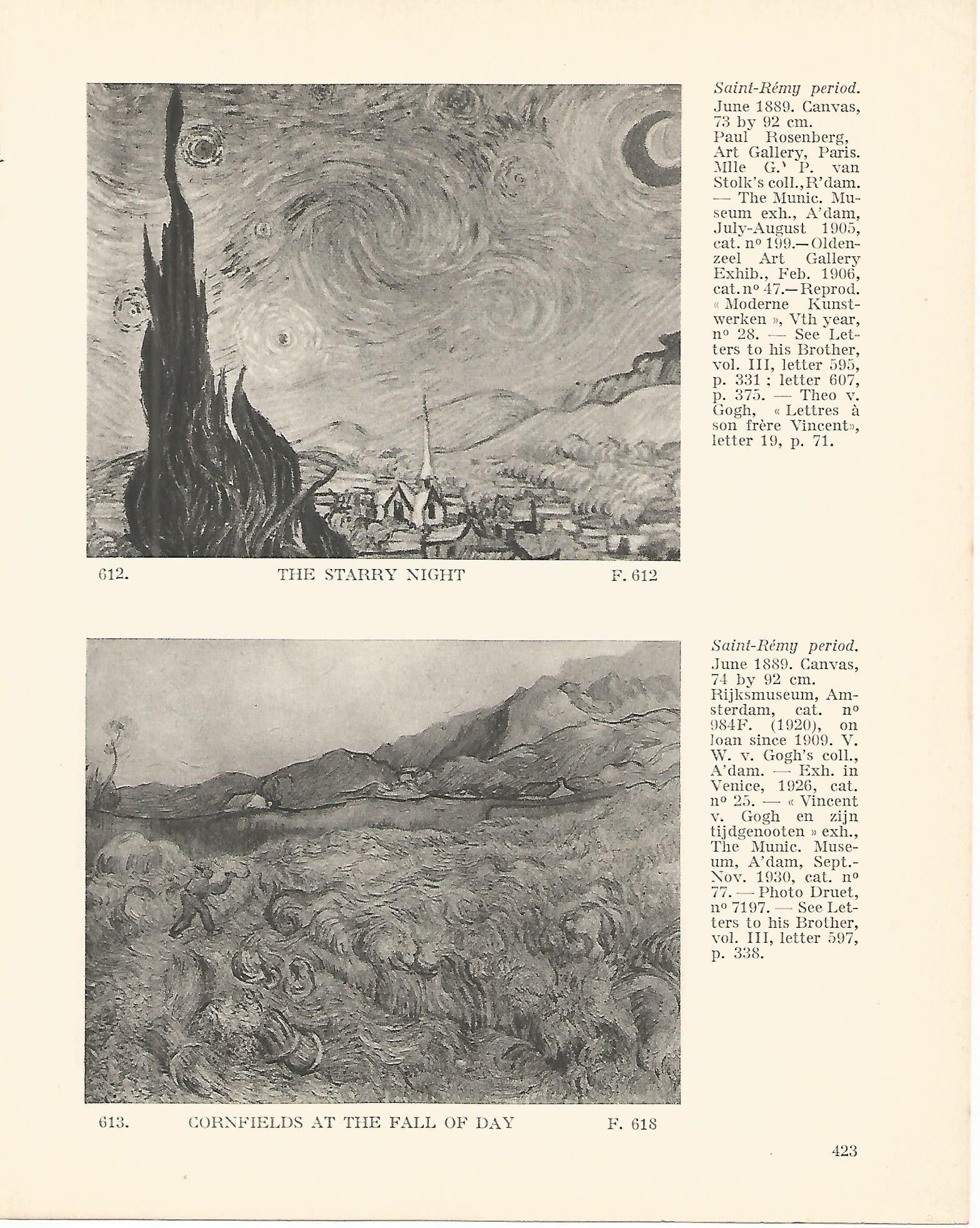 LAMINA 1410: VAN GOGH. The Starry Night. Cornfields at the Fall of Day