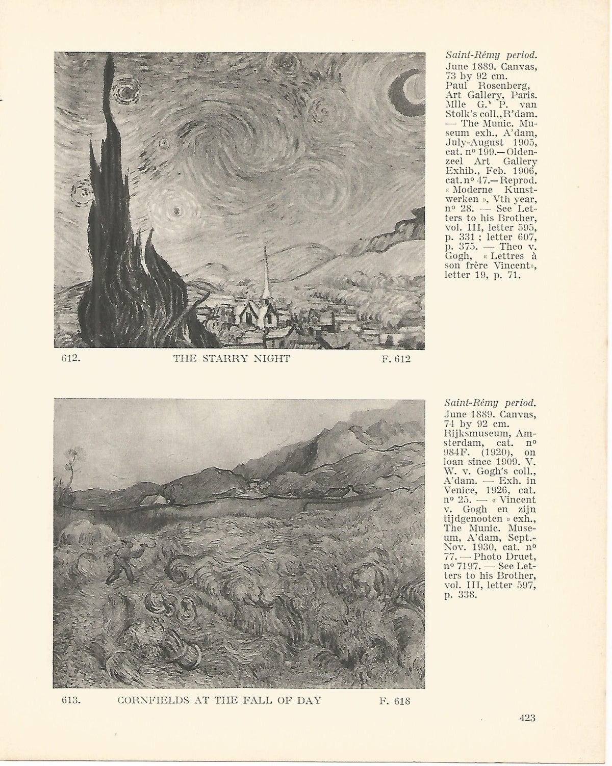 LAMINA 1410: VAN GOGH. The Starry Night. Cornfields at the Fall of Day