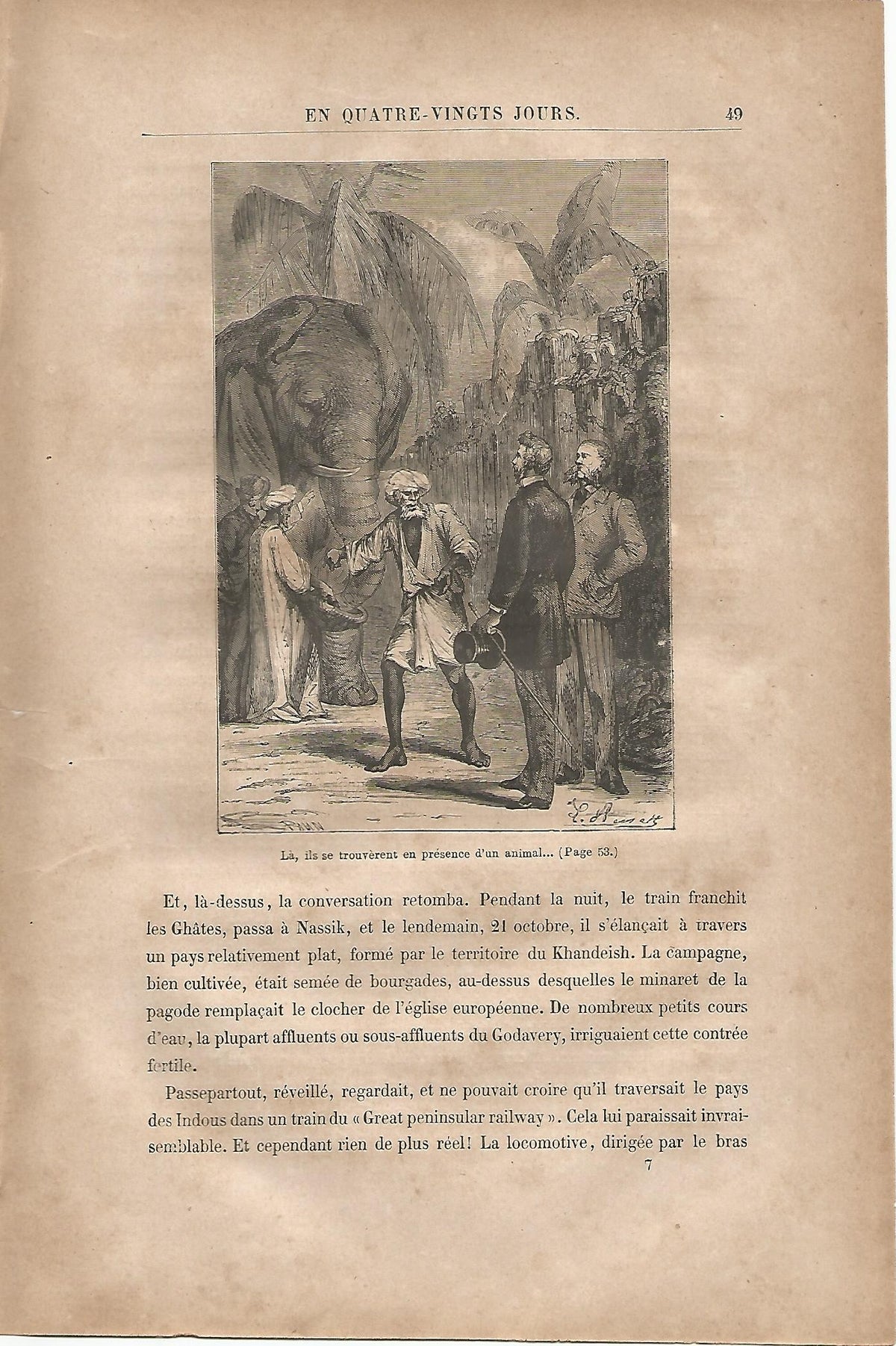LAMINA 1208: VERNE. La ils se trouverent en presence d un animal….