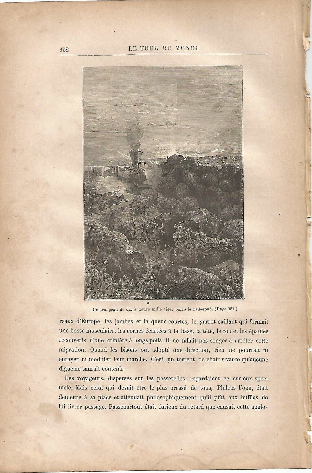 LAMINA 1233: VERNE. Un tropeau de dix a douze mille tetes barra le rail-road
