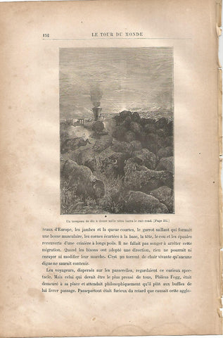 LAMINA 1233: VERNE. Un tropeau de dix a douze mille tetes barra le rail-road