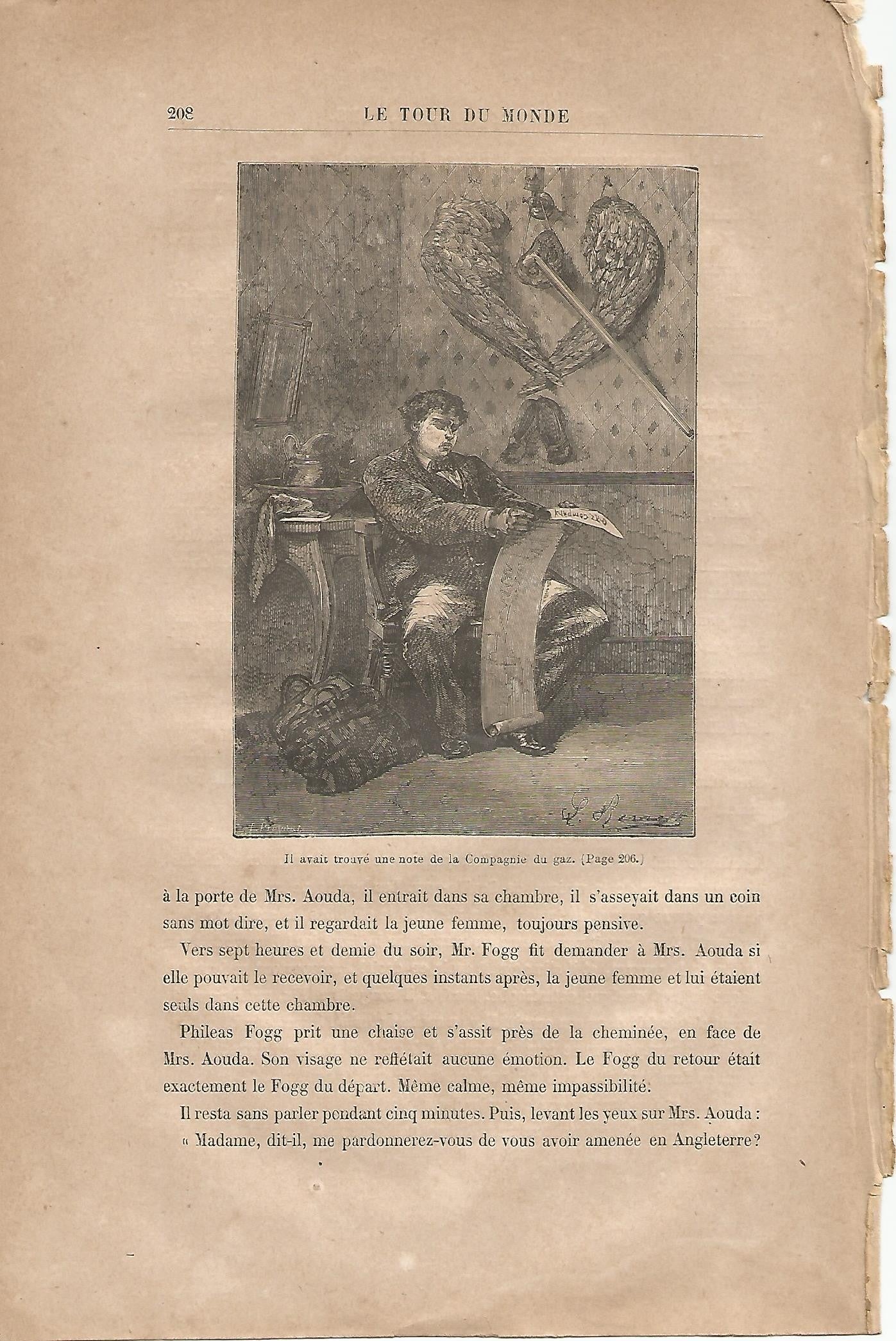 LAMINA 1247: VERNE. Il avait trouve une note de la Compagnie du gaz