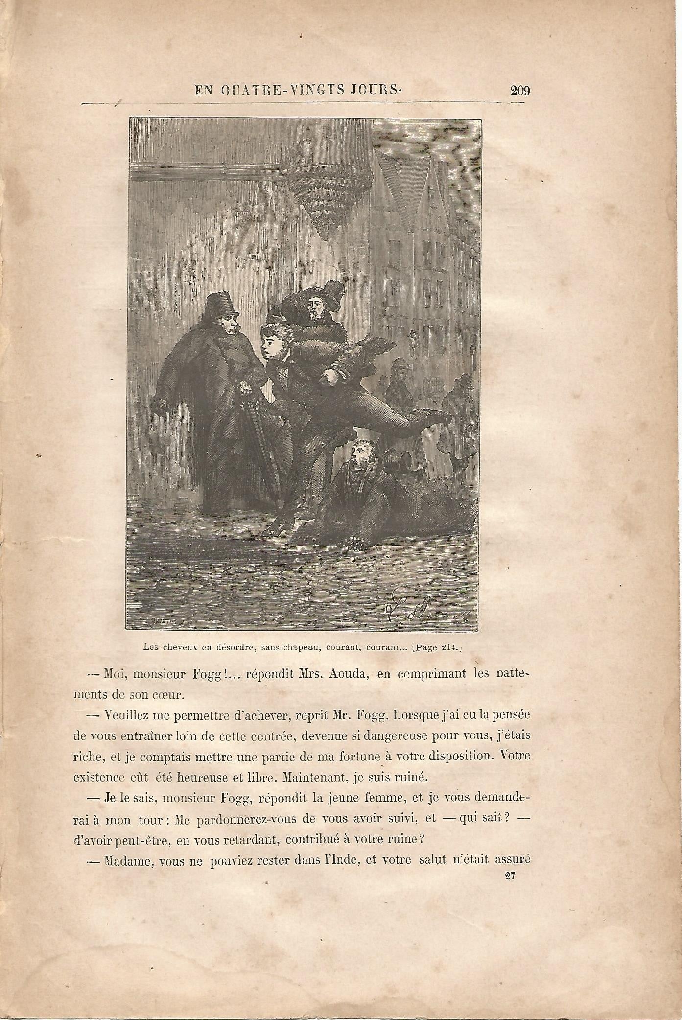 LAMINA 1248: VERNE. Les cheveux en desordre sans chapeau courant courant….
