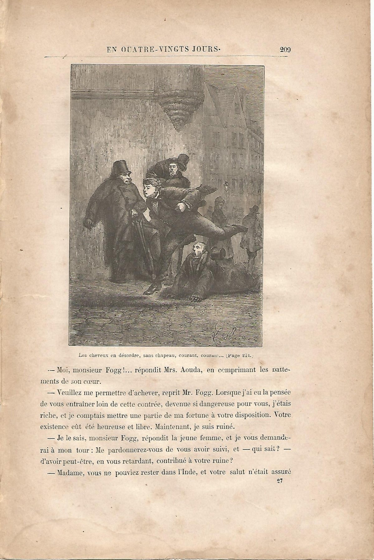 LAMINA 1248: VERNE. Les cheveux en desordre sans chapeau courant courant….