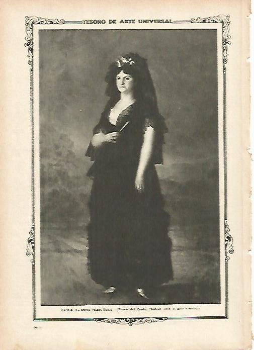 LAMINA 1298. GOYA. La Reina Maria Luisa
