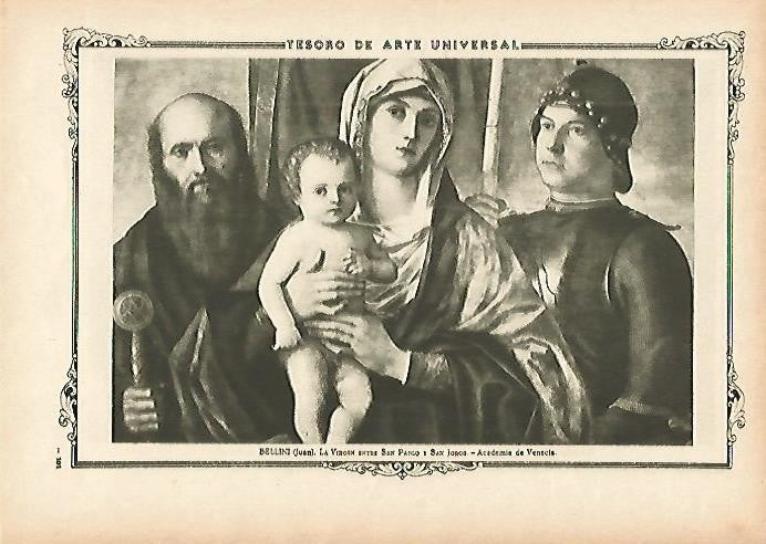 LAMINA 1301. BELLINI. La Virgen entre San Pablo y San Jorge