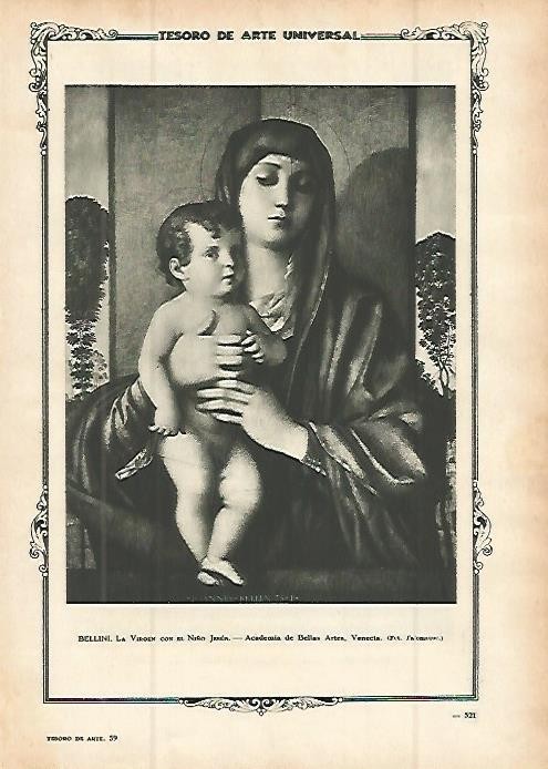LAMINA 1484. BELLINI. La Virgen con el Niño Jesus
