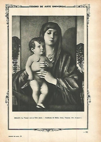 LAMINA 1484. BELLINI. La Virgen con el Niño Jesus