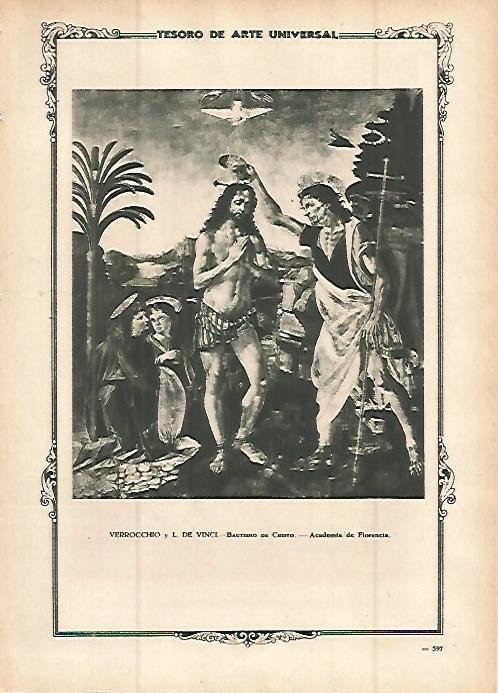 LAMINA 1498. VERROCCHIO y DA VINCI. Bautismo de Cristo