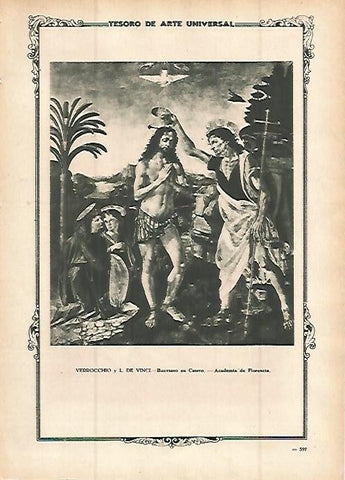 LAMINA 1498. VERROCCHIO y DA VINCI. Bautismo de Cristo