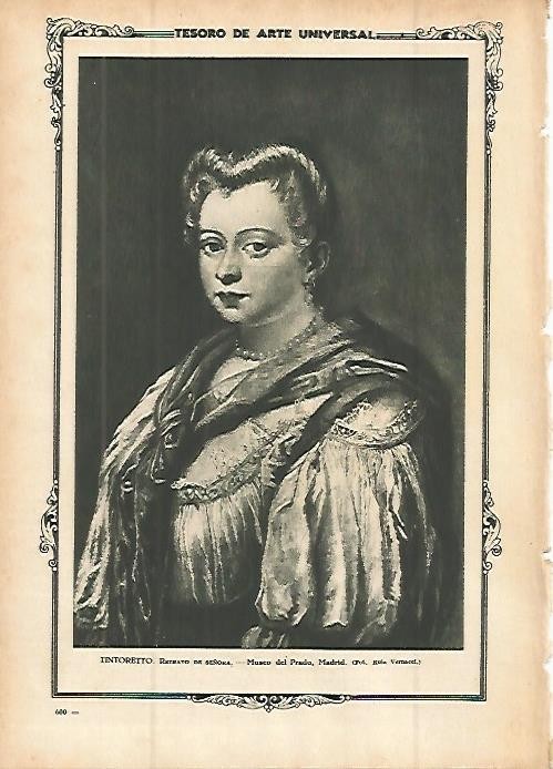 LAMINA 1499. TINTORETTO. Retrato de una señora