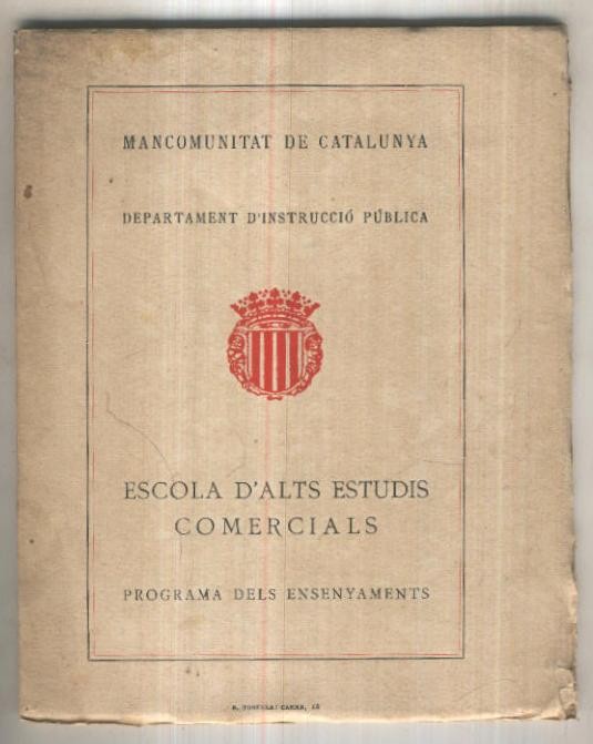 Escola d,alts estudis comerciales: programa dels ensenyaments