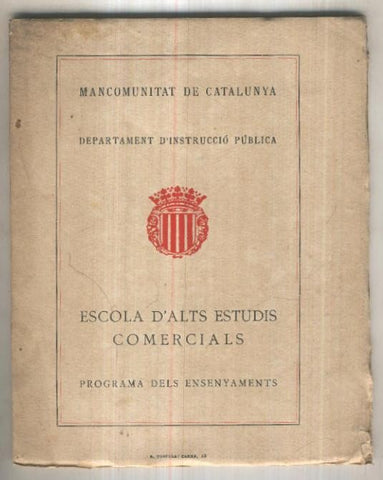 Escola d,alts estudis comerciales: programa dels ensenyaments