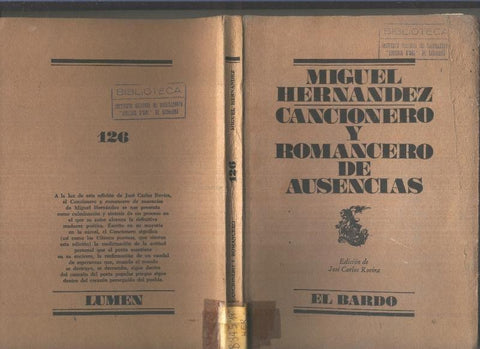 El Bardo numero 126: Cancionero y Romancero de ausencias