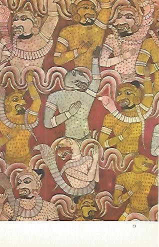 LAMINA 1560: Demonios del ejercito de Mara. Boveda de la cueva de Dambulla. Siglo XVIII