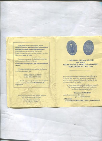 Propaganda LA MEDALLA, signo y mensaje que Maria madre de Dios y
