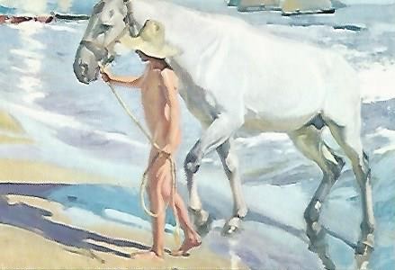 Postal 53421: SOROLLA. El baño del caballo