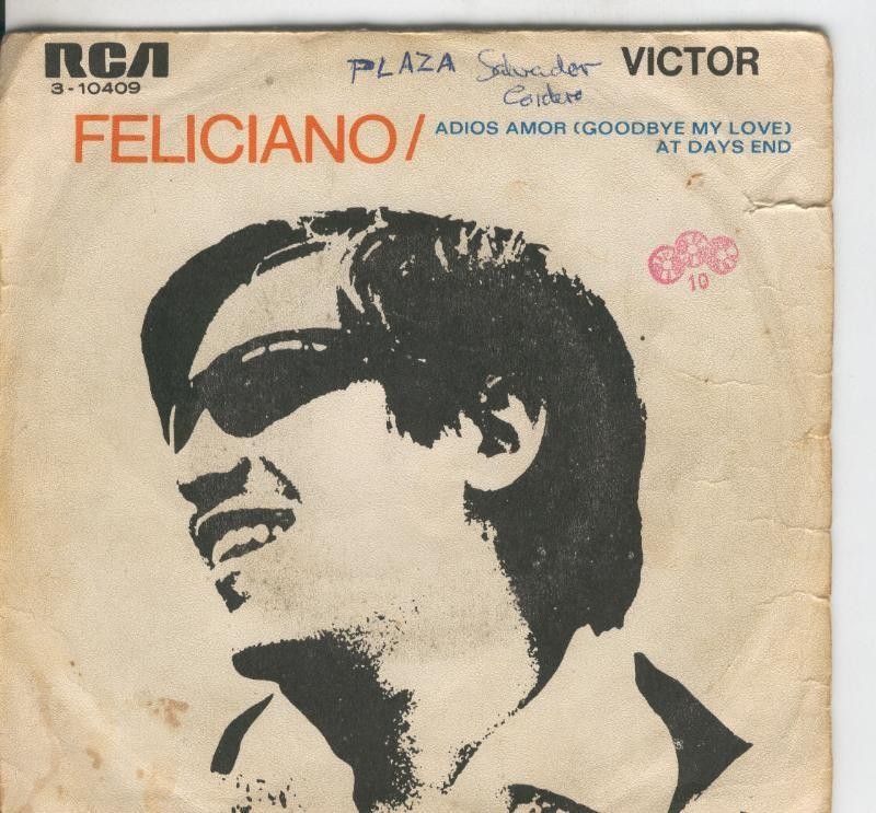 Disco de 45 r.p.m: Jose Feliciano: Adios amor  y At Days End
