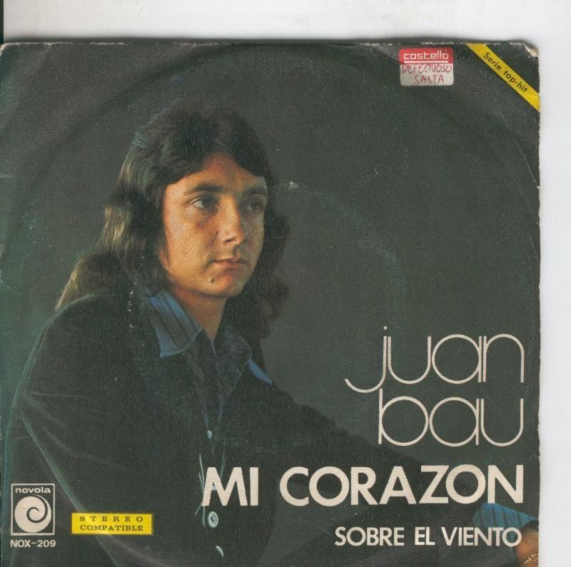 Disco de 45 r.p.m: Juan Bau: Sobre el viento y Mi Corazon
