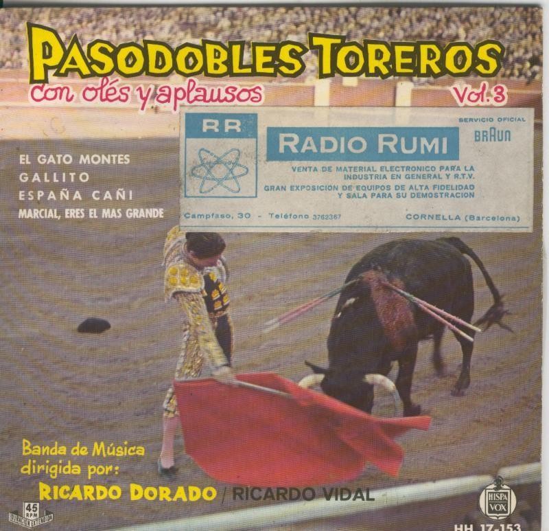 Disco de 45 r.p.m: Pasodobles toreros volumen 3