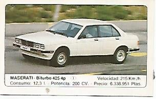 CROMO 270 ALBUM COCHES MOTOR 16: MASERATI - BITURBO 425 