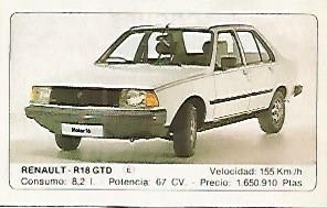 CROMO 286 ALBUM COCHES MOTOR 16: RENAULT - R18 GTD