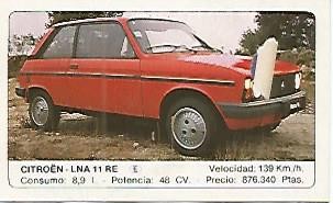 CROMO 299 ALBUM COCHES MOTOR 16: CITROEN - LNA 11 RE