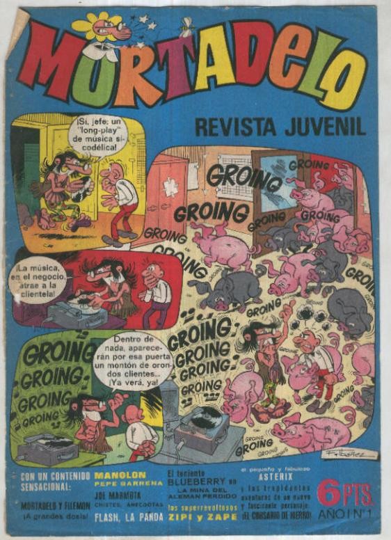 Mortadelo revista semanal numero 001  (UNICAMENTE ES LA CUBIERTA y AVIEJADA) 