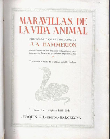Maravillas de la vida animal volumen 4 (lomo estropeado, para volver a encuadernar)