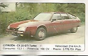 CROMO 308 ALBUM COCHES MOTOR 16: CITROEN CX 25 GTI