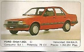 CROMO 311 ALBUM COCHES MOTOR 16: FORD ORION 1.6