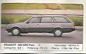 CROMO 337 ALBUM COCHES MOTOR 16: PEUGEOT 505 GRD