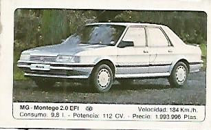 CROMO 359 ALBUM COCHES MOTOR 16: MG MONTEGO 2.0 EFI