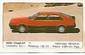CROMO 371 ALBUM COCHES MOTOR 16: AUDI COUPE GT