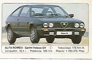 CROMO 377 ALBUM COCHES MOTOR 16: ALFA ROMEO SPRINT VELOCE QV