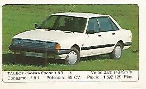 CROMO 385 ALBUM COCHES MOTOR 16: TALBOT SOLARA ESCOR 1.9D