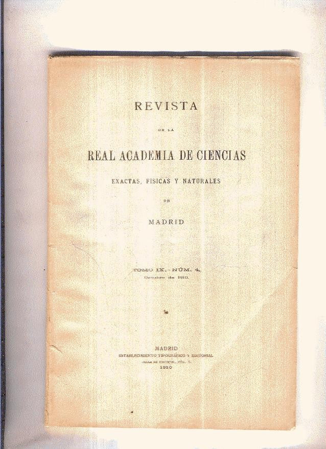 Revista de la Real Academia de Ciencas, tomo IX, numero 4