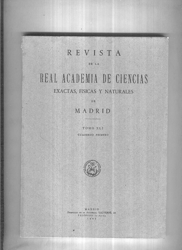 Revista de la Real Academia de Ciencas, tomo XLI, cuaderno primero