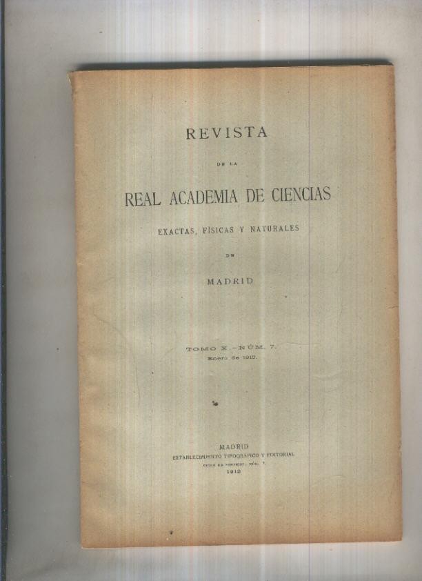 Revista de la Real Academia de Ciencias, tomo X numero 7
