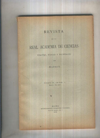 Revista de la Real Academia de Ciencias, tomo X numero 7