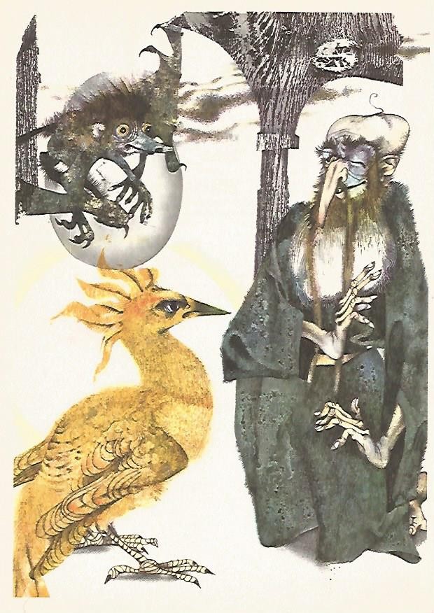 LAMINA 1926: Ilustracion de V. Stanovký y L. Manasek para El pajaro de fuego