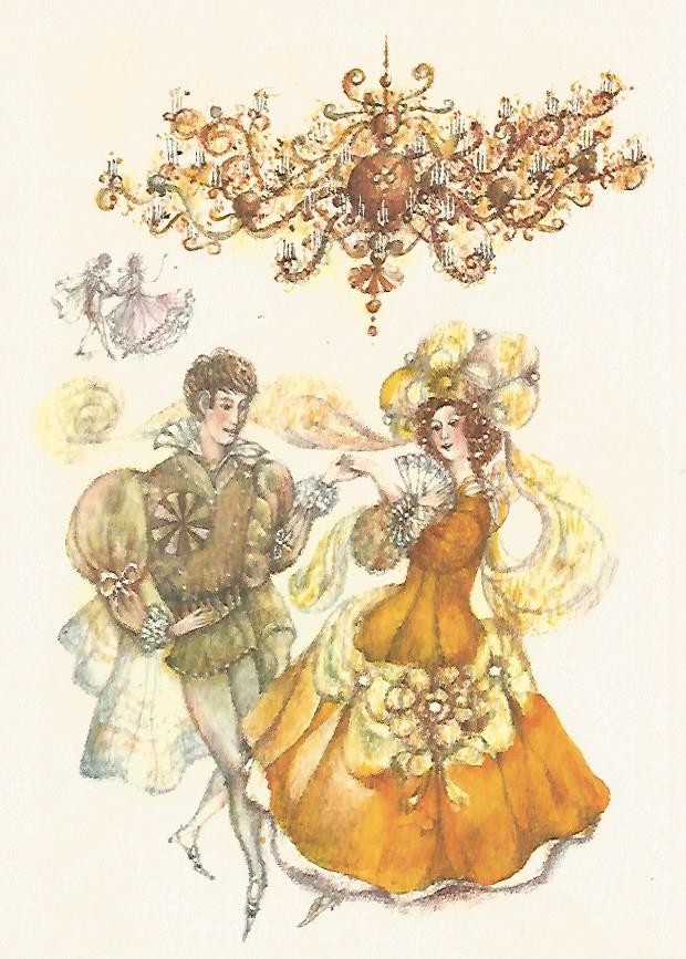 LAMINA 1954:  Ilustracion de M. Tvrdikova y J. Klimentova para Cenicienta