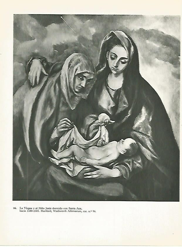 LAMINA 1992: EL GRECO. La Virgen y el Niño durmiendo con Santa Ana