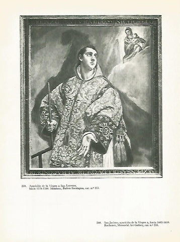 LAMINA 2074: EL GRECO. Aparicion de la Virgen a San Lorenzo