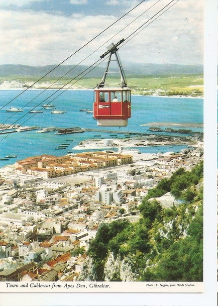 Postal 046892 : Town and Cable-car from Apes Den Gibraltar